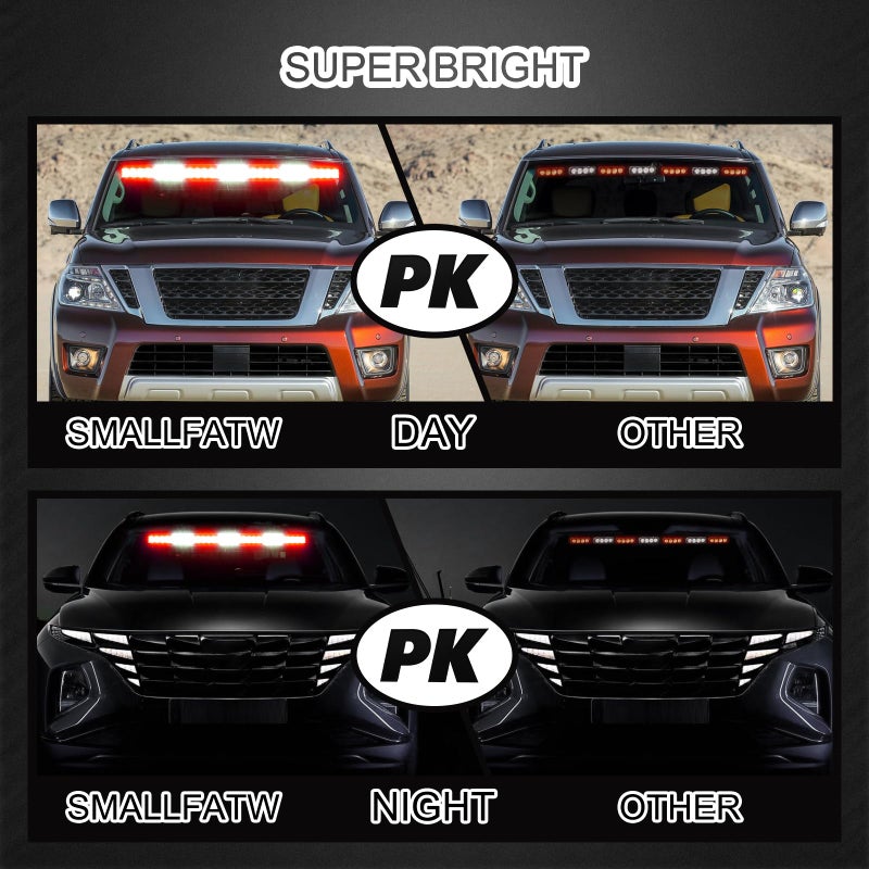 SMALLFATW 32 inch Red White Emergency Lights for Vehicles 28 LED, Traffic Advisor Lights Safety Windshield Dash Warning Light for Volunteer Firefighter Vehicles Trucks with Cigar Lighter - Image 3